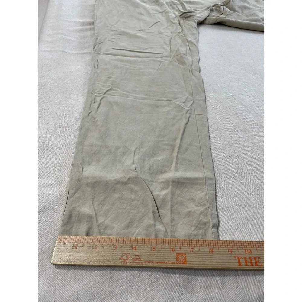 Polo Ralph Lauren Flat Pants‎ Men's size 38x32 Tan Khaki Linen Silk Blend